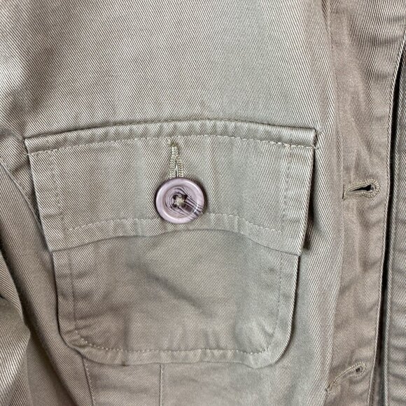 VAN HEUSEN Jacket Womens M 100% Cotton Khaki Green  Button Front  Military Style - Picture 2 of 12